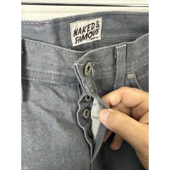 Naked & Famous Selvedge Denim Jeans Gray Raw Denim Men’s 30x35 - Picture 5 of 8